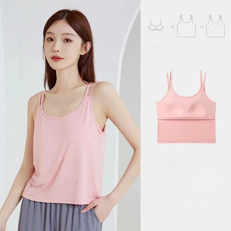 Double Strap Cami Top with Built-In Bra Image 9