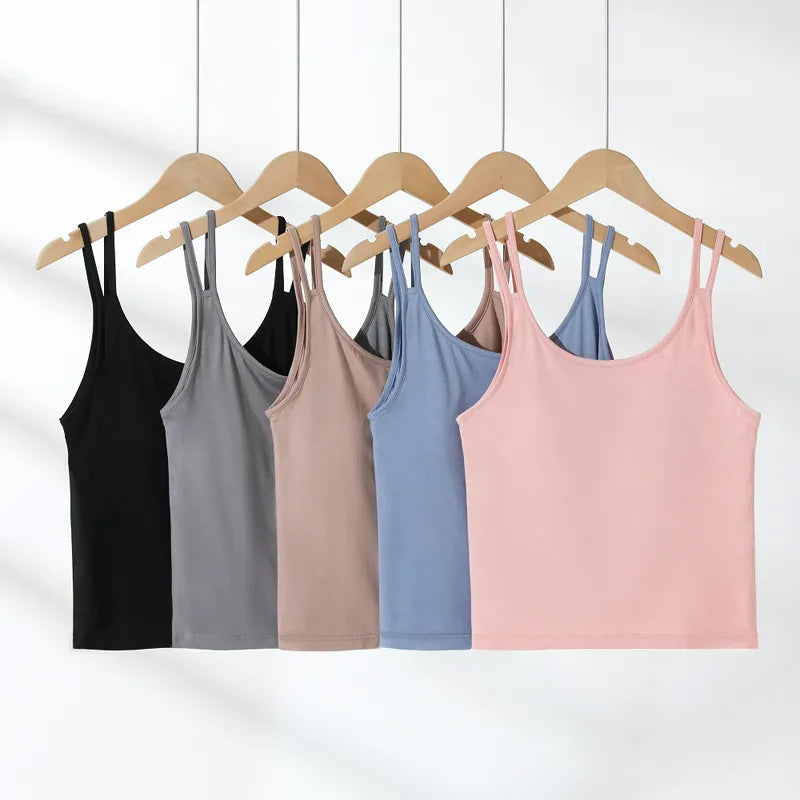 Double Strap Cami Top with Built-In Bra Image 8