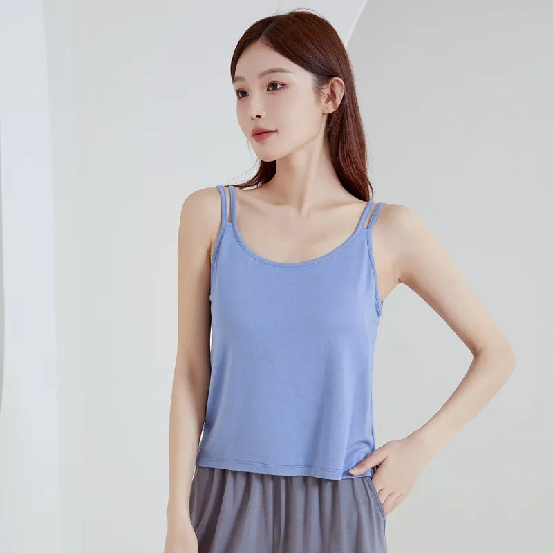 Double Strap Cami Top with Built-In Bra Image 7