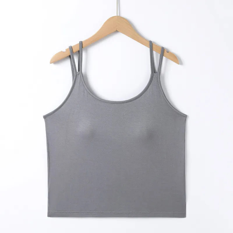Double Strap Cami Top with Built-In Bra Image 1