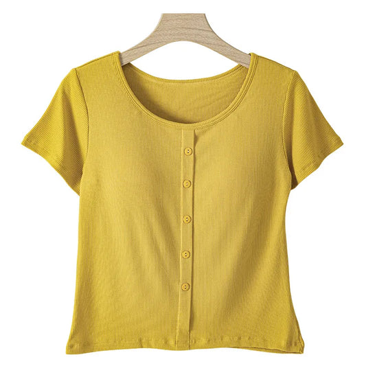 Padded Short Sleeve Top Image 2