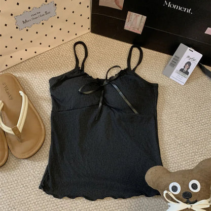 Ruffled Lace-Up Camisole